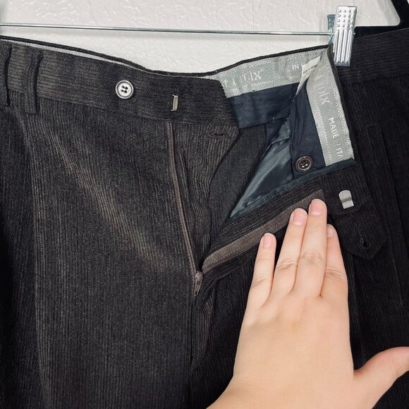 St. Croix Men's Brown Pleat Front Folded Cuff Business Corduroy Slack Pant 36 - Picture 3 of 10